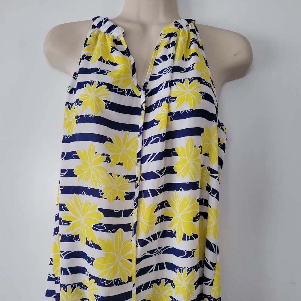 Market & Spruce Women's Multi colored Yellow Top Blouse Sz M .